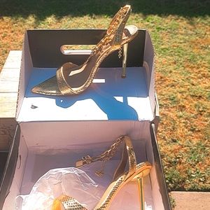 Golden sandal heels